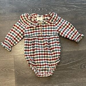 Plaid Long Sleeve Baby One Piece bubble romper